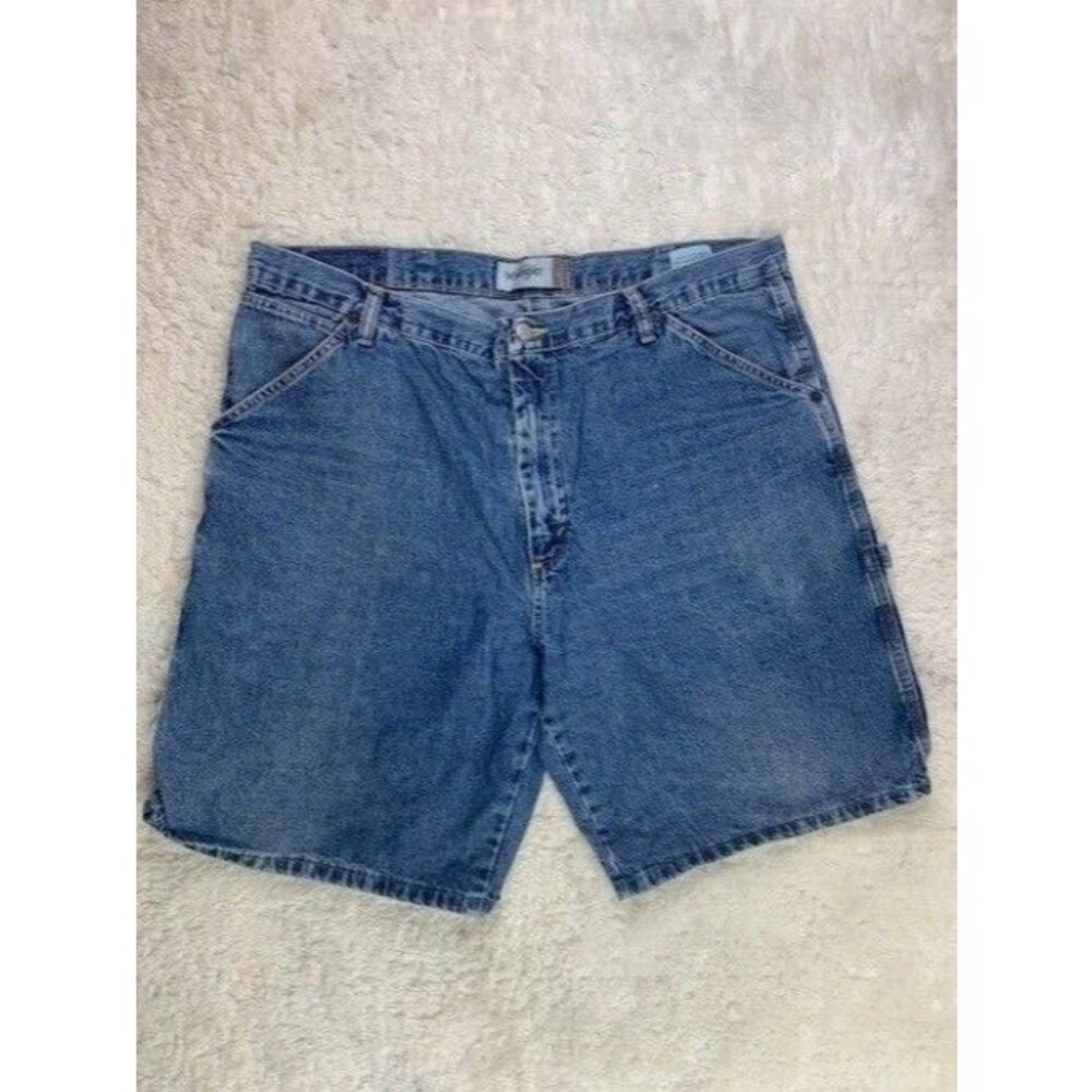 Wrangler Size 38 Mens Denim Jean Shorts Carpenter Cotton Med Wash